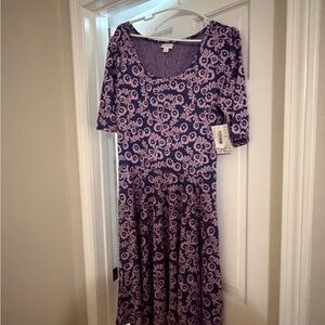 LuLaRoe Purple and Pink Floral Midi Dress